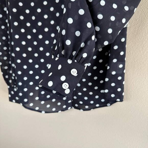 ModCloth Classic Polka Dot Chiffon Blouse, Navy White, XS NWOT - Picture 11 of 11